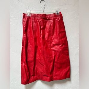 Red vintage genuine leather skirt